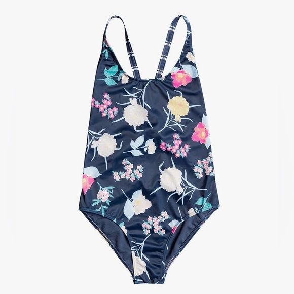 Roxy Girl Floral Kids Swimwear in Navy Blue Size 16 NWT - Picture 1 of 6